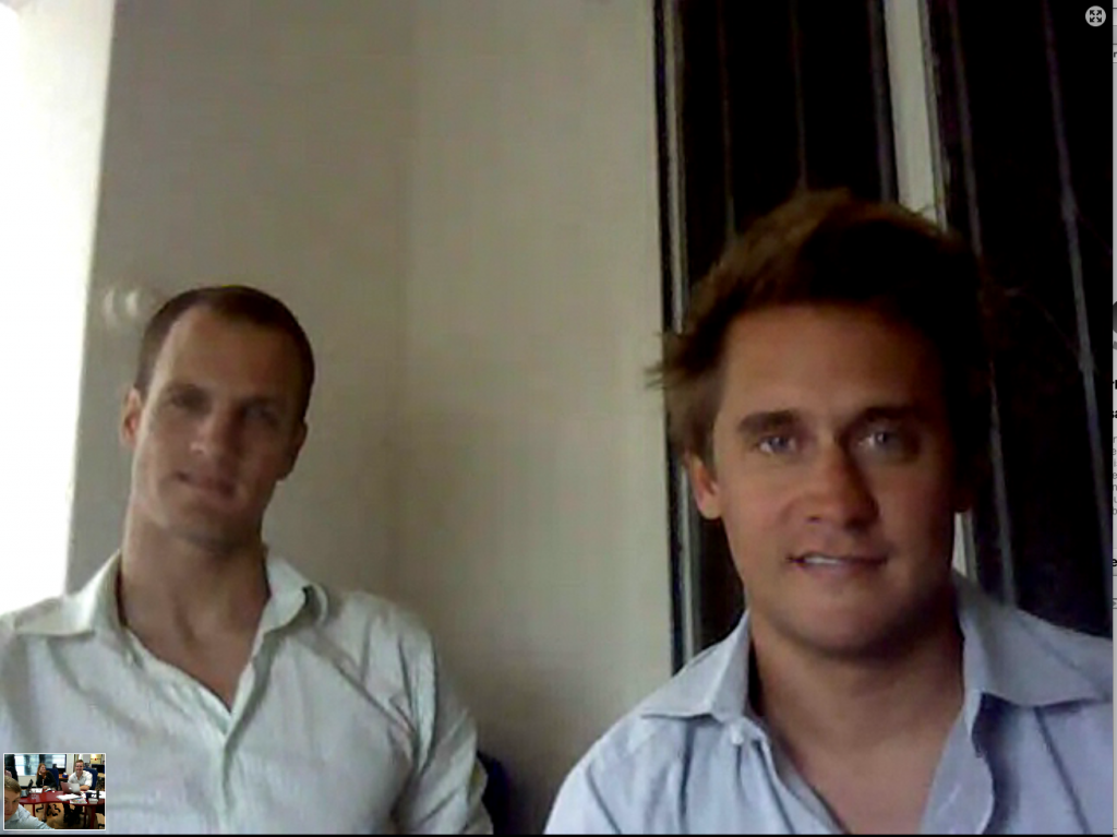 Skype screenshot of Toby & Adam