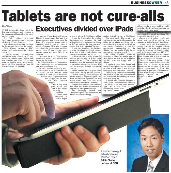 Tablets are not a cure-all. Executives divided over iPads.