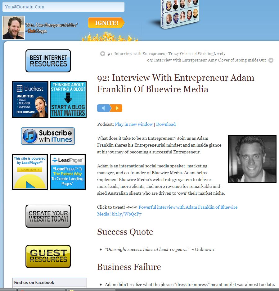 Episode 92 – Adam Franklin of Bluewire Media [podcast]