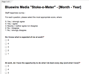 Staff Happiness survey form