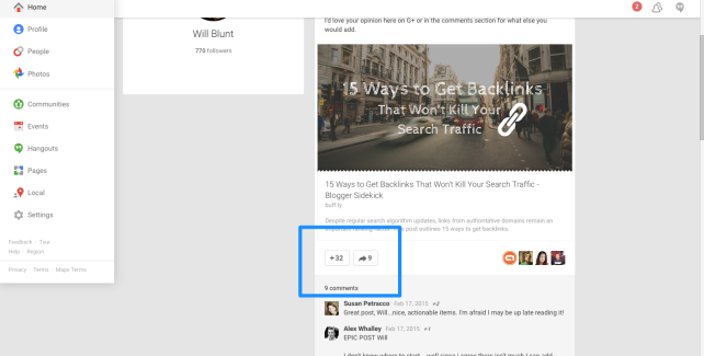 Google+ Communities Blog Promotion Engagement