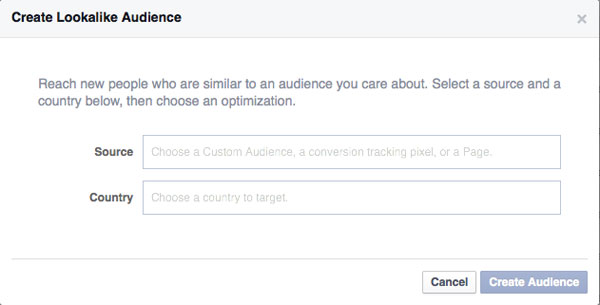 Facebook Ads - lookalike audience