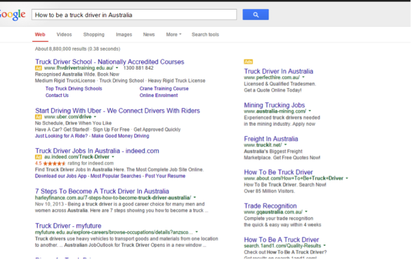 Search example 2 for organic traffic