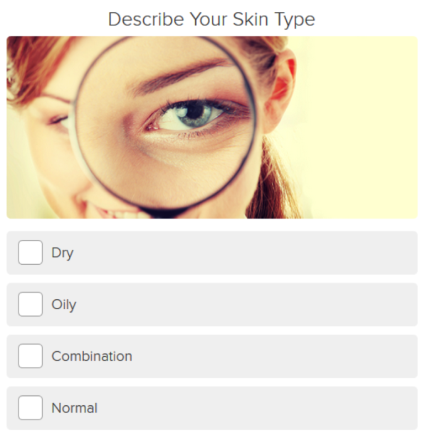 Skin type example of social media quizzes