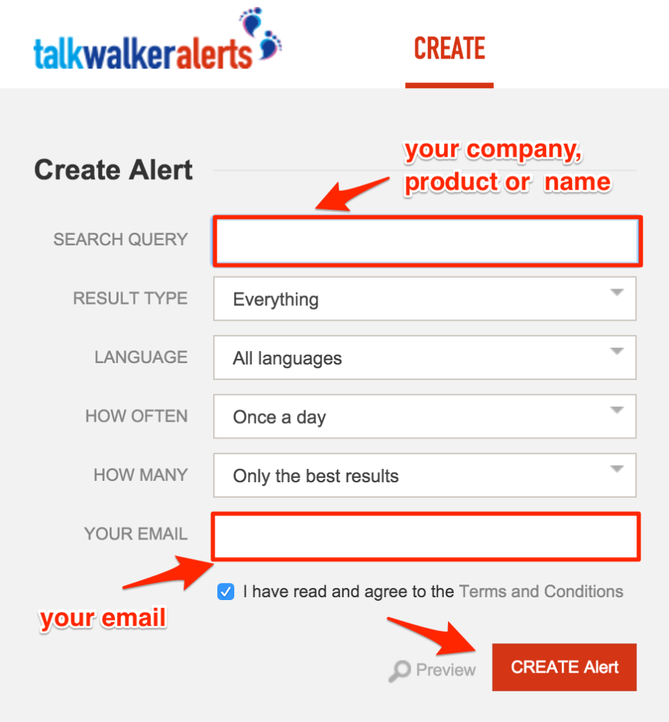 Talkwalker Alerts instructions