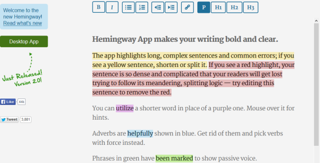 heming - example of a content marketing tool