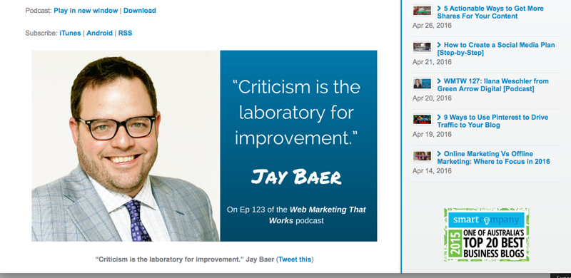 Jay Baer podcast interview for blog post ideas