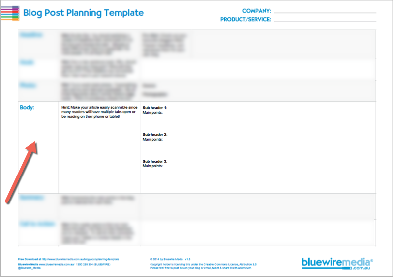 Blog Post Planning Template Main - body