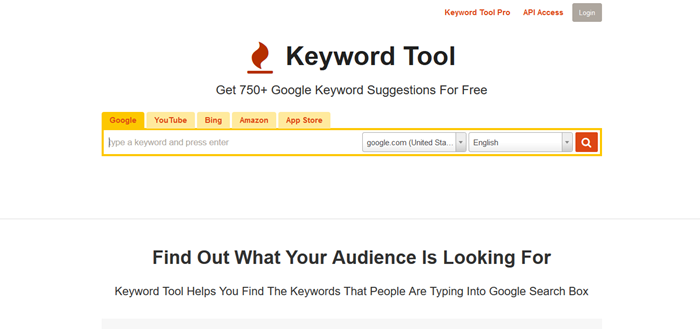 KeywordTool.IO for affiliate marketing tools