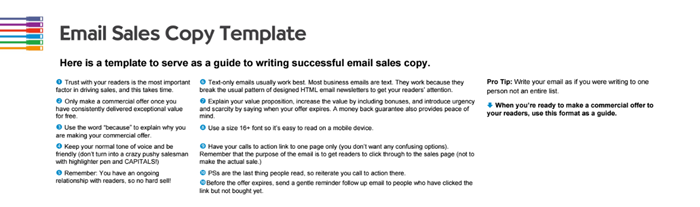 Email Sales copy template