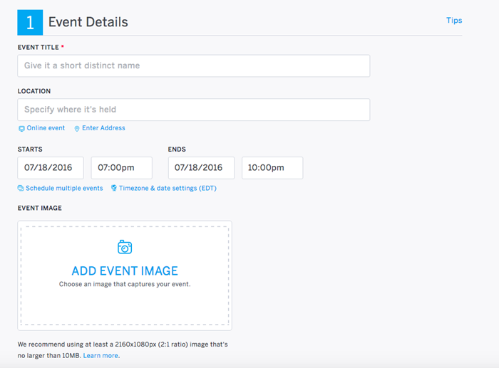 create an event page - how to market an event online