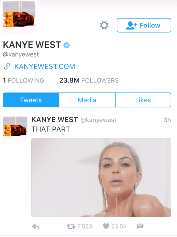 Kanye West twitter account for personal Twitter profile