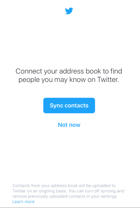 sync contacts fro personal Twitter profile