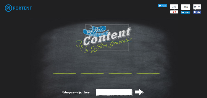 Portent's Idea Generator for content writing tools
