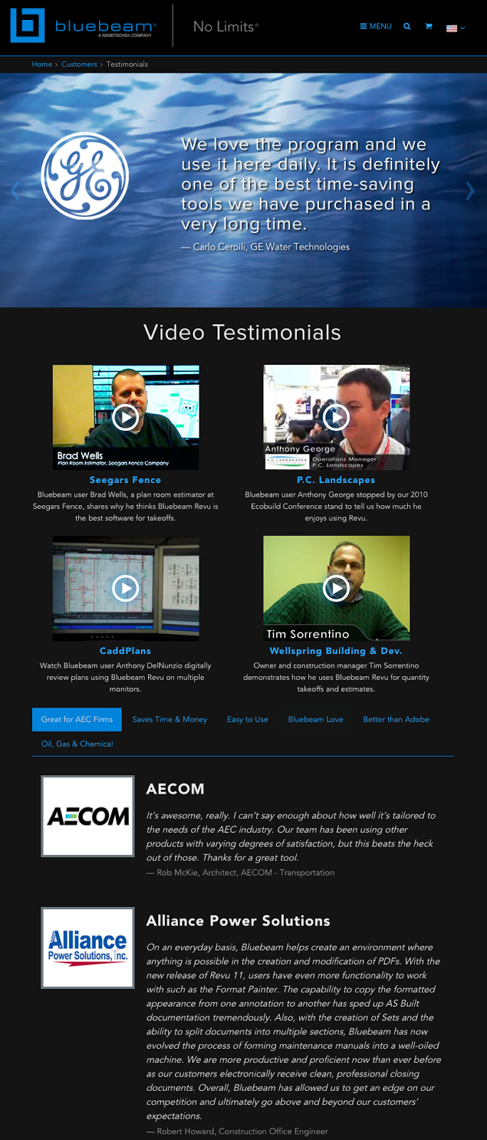 blue beam testimonial page for content marketing sales funnel template