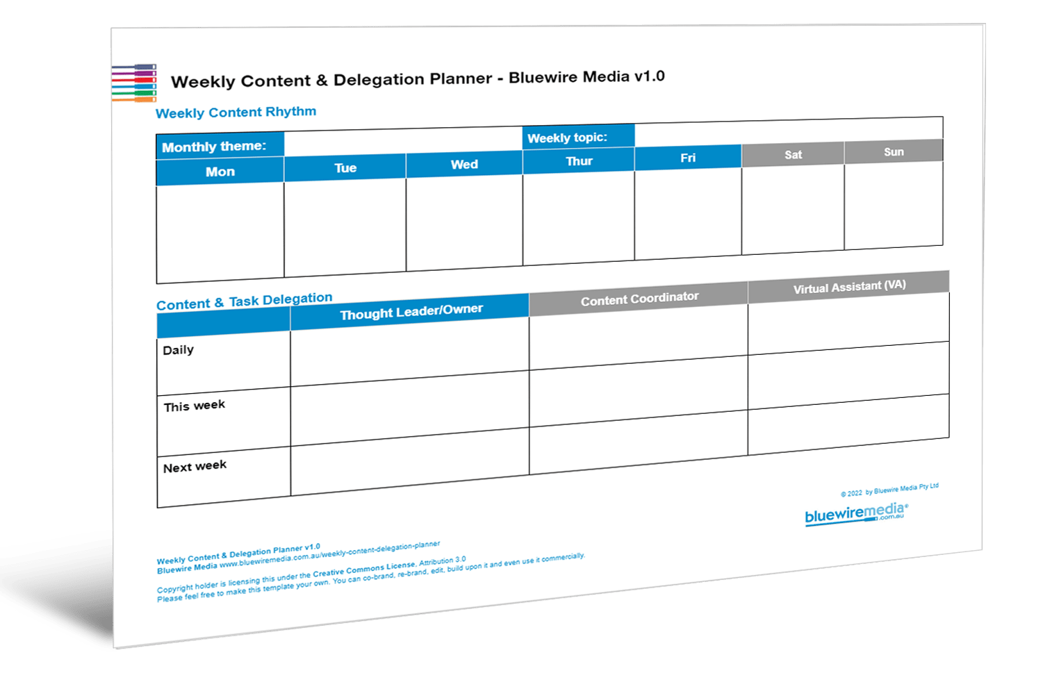 Weekly Content & Delegation Planner